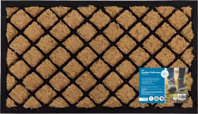 JVL Comfort Tuffscrape Coir Scraper Doormat, Brown, Non-Slip and Weatherproof