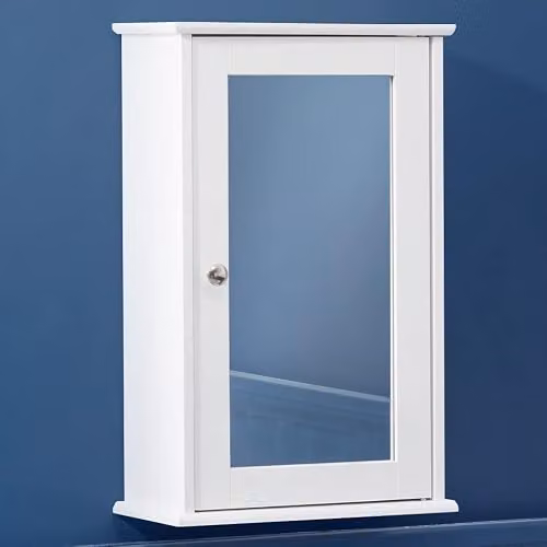 Christow White Lacquered Wooden Bathroom Mirror Cabinet with Internal Shelves, W/D/H: 34 x 15 x 53 cm – 4