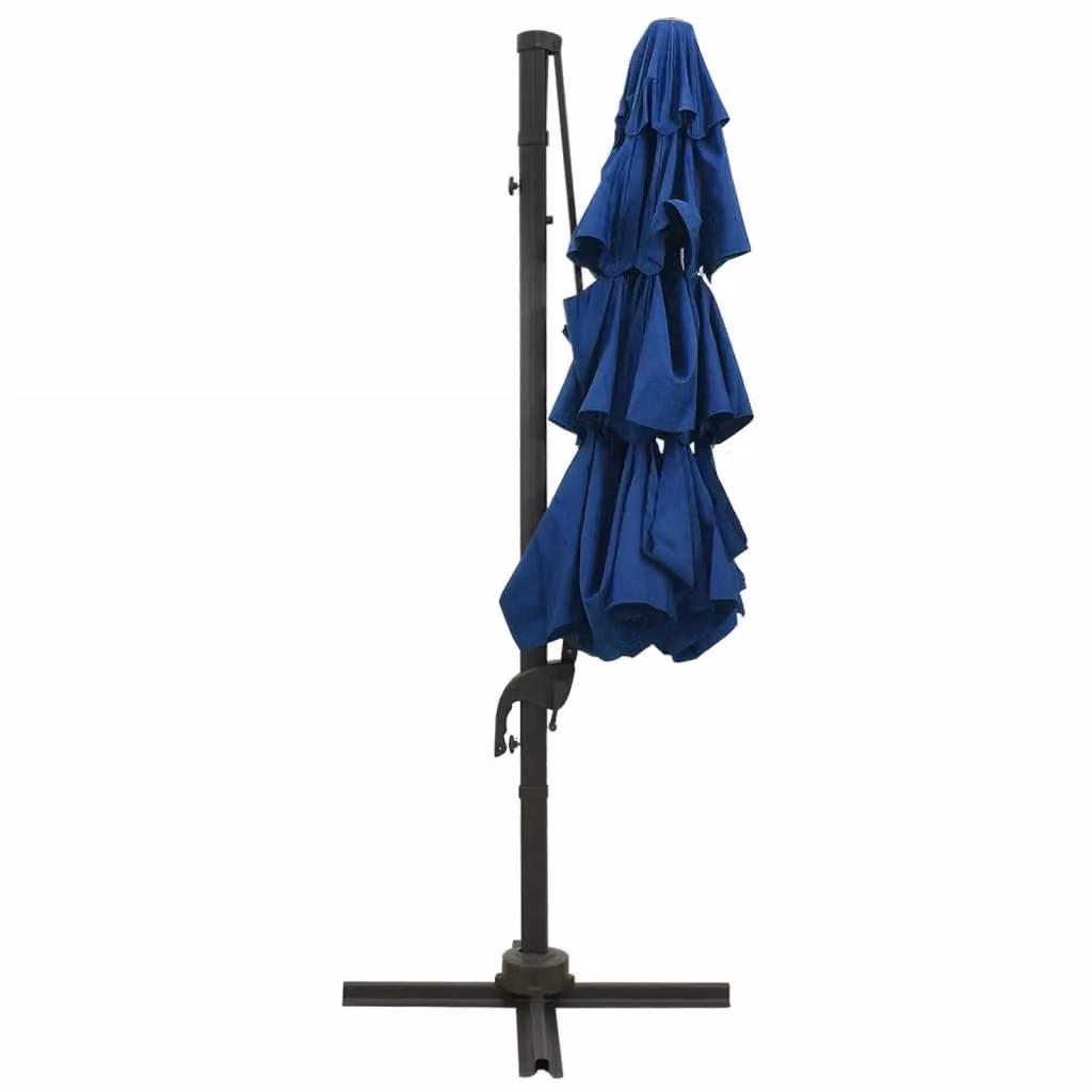 Berkfield Home 4-Tier Parasol with Aluminium Pole, Azure Blue, W: 300 cm x D: 300 cm – 2