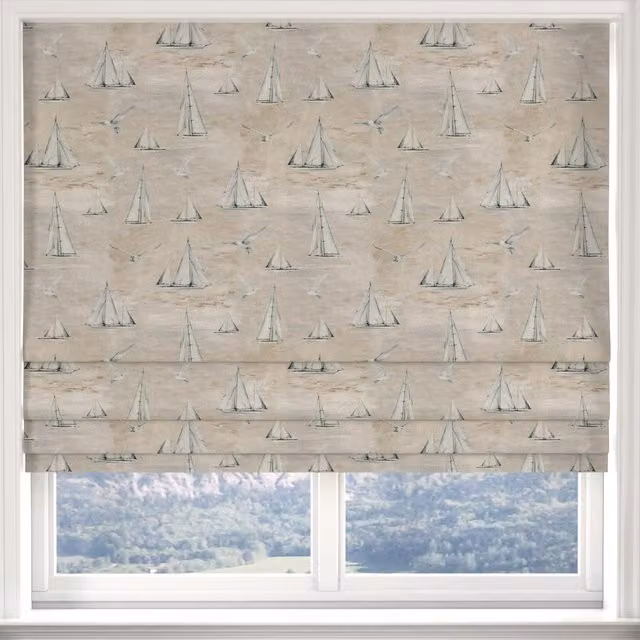 Ante Decor Sail Away Made to Measure Nautical Blackout Roman Blind in Grey and Beige