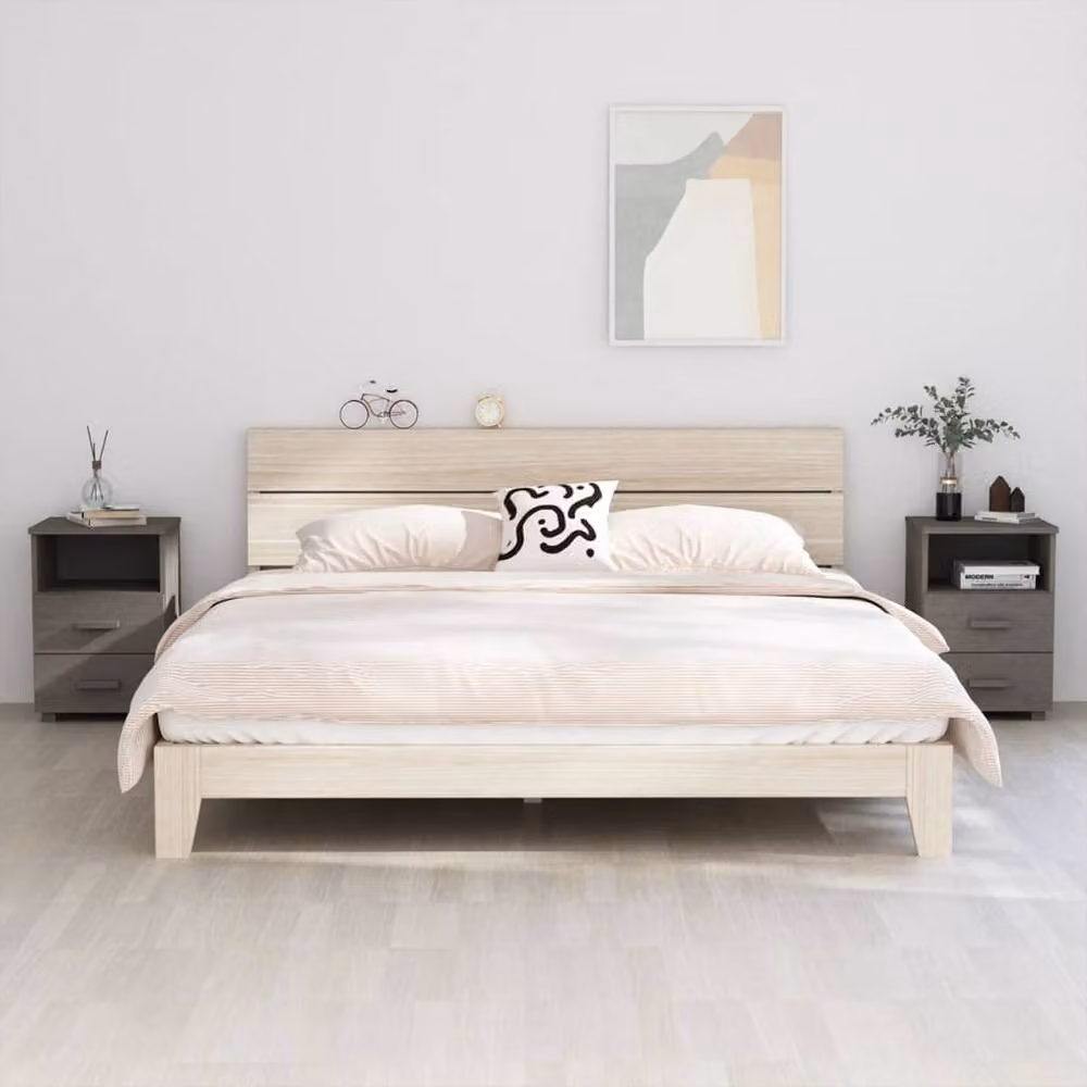 Berkfield Home HAMAR Decorative Bedside Cabinets, 2 Pack, Light Grey, W: 40 cm, D: 35 cm, H: 62 cm – 2