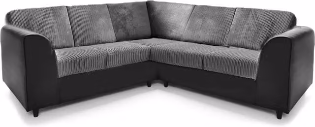 Furnishings For Less UK Ferguson 5 Seater L-Shaped Corner Sofa in Grey Striped Jumbo Cord Fabric with Full Back – 1