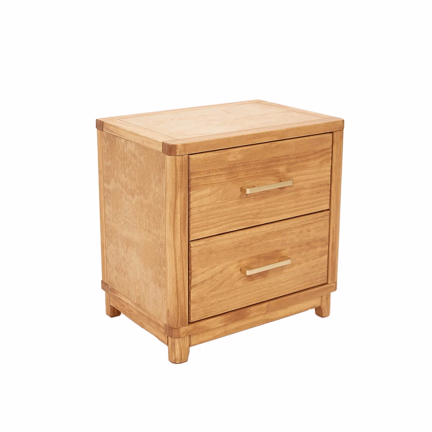 Cabinet Bits Grotti 2 Drawer Bedside Table in Brown Natural Wood and Metal – 2