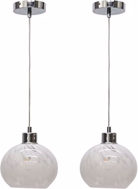 First Choice Lighting Confetti Set of 2 Glass Sphere Pendant Lights with Chrome Fittings in White – 1