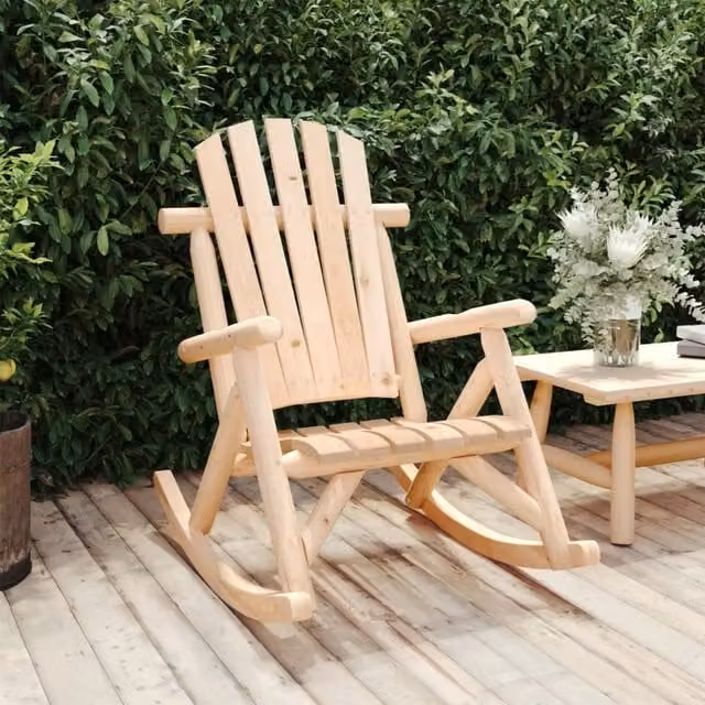 Berkfield Home Garden Rocking Chair in Brown Solid Spruce Wood, W/D/H: 69 x 96 x 101 cm