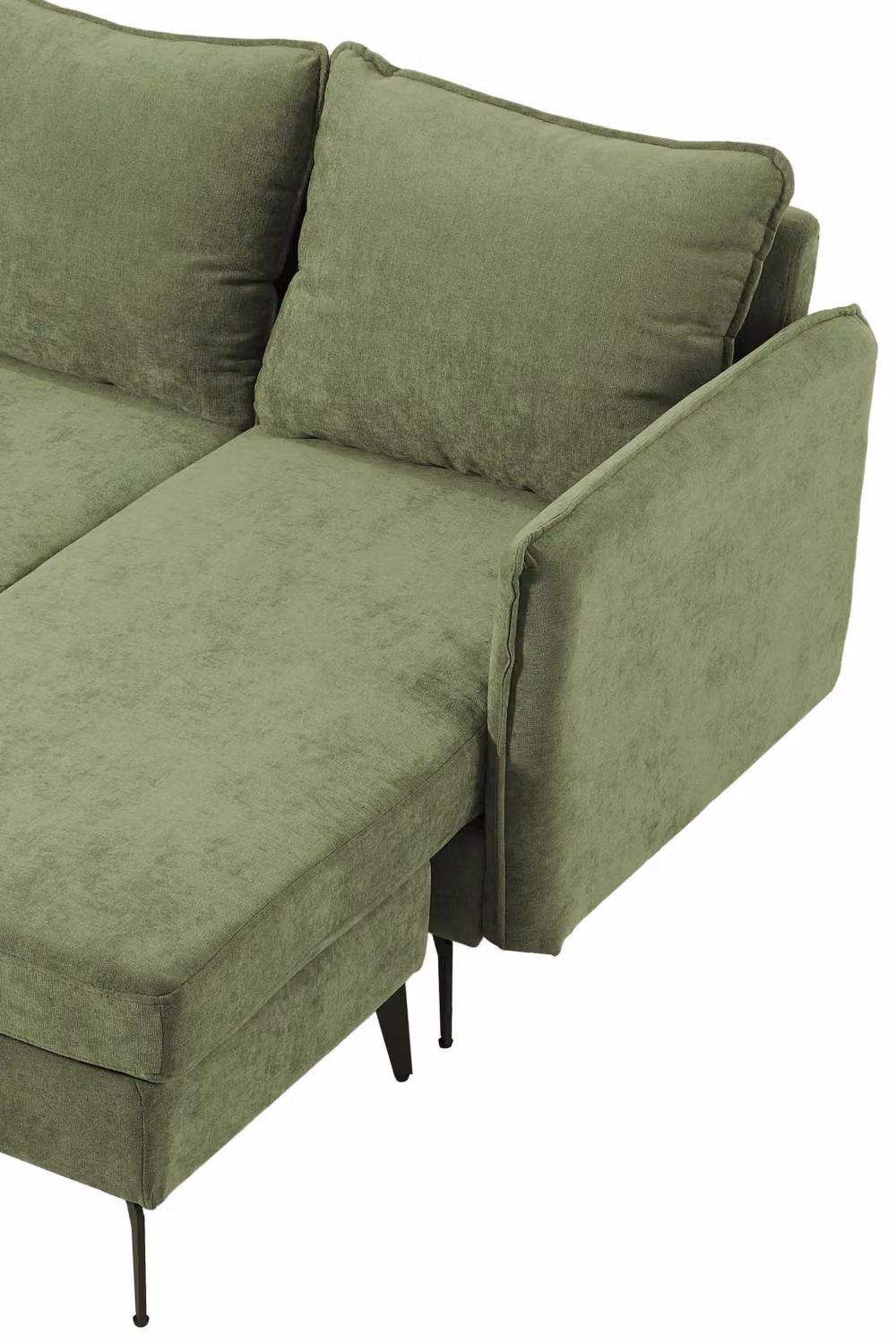 Living and Home 3-Seater Green Reversible L-Shape Corner Sectional Sofa with Matching Ottoman – 3