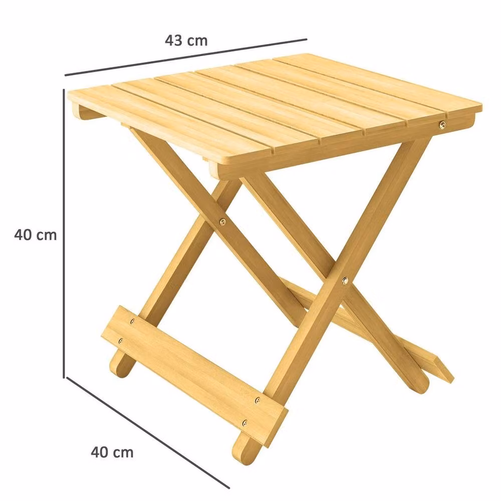 EONLION Brown Rustic Treated Hardwood Folding Garden Side Table – 2