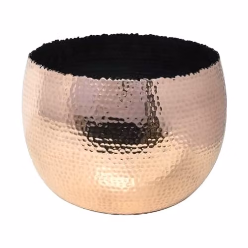 Ivyline Round Hammered Metal Planter Bowl in Copper and Black, H21cm x D30cm – 1