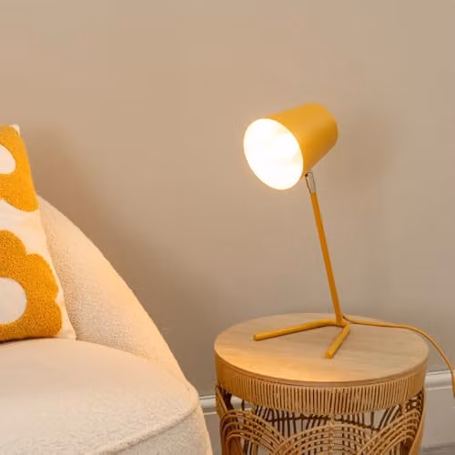 ValueLights Mustard Metal Table Lamp with Tapered Dome Shade and LED Bulb Included – 2