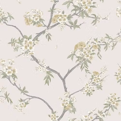 Holden Decor Botany Cherry Blossom Oriental Chinoiserie Floral Wallpaper in Yellow and Cream