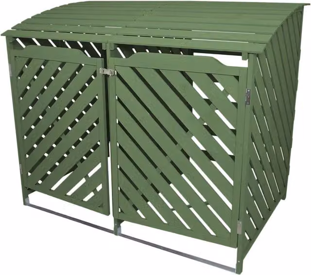 Monstershop Sage Green Double Wheelie Bin Storage Wood – 2