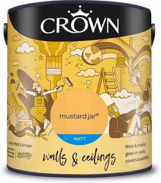 Crown Matt Breatheasy Emulsion Paint in Yellow