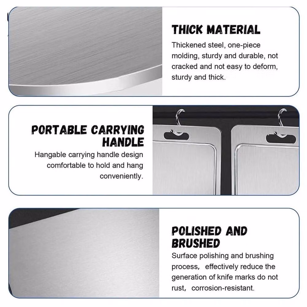 FLAVORA Reversible Double Sided Titanium Cutting Board in Silver, W: 100 cm x D: 100 cm – 5