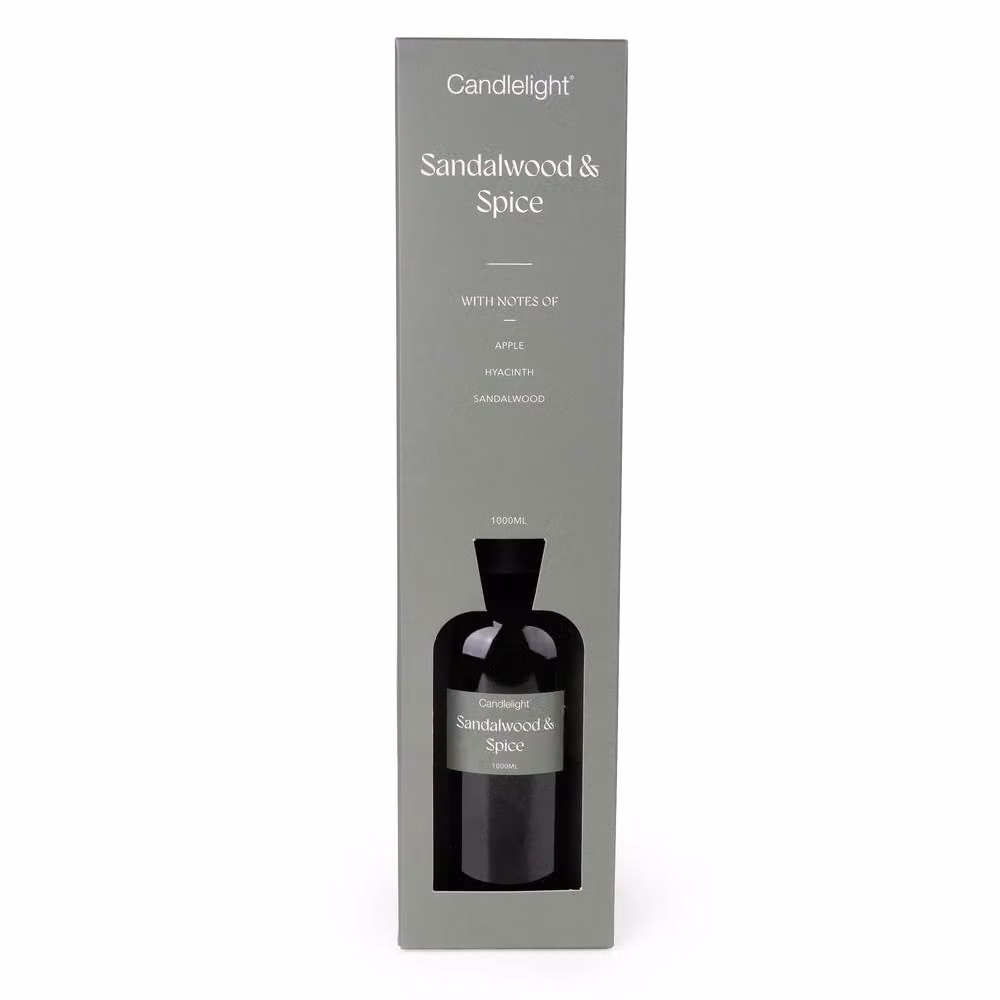 Candlelight Sandalwood & Spice Reed Diffuser, 1000ml, Bottle Green – 3