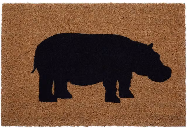 Orsina Hippo Round Coir and Rubber Doormat in Brown, Diameter: 100 cm – 1