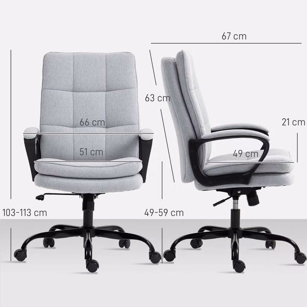 EONLION Grey High Back Fabric Office Task Chair with Headrest and Armrests, Height: 100 cm – 2