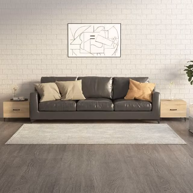 Berkfield Home Set of 2 Sonoma Oak Coffee Tables with Metal Legs in Brown, W/D/H: 50 x 50 x 40 cm