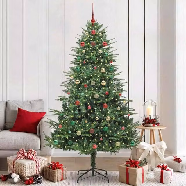 Berkfield Home Artificial Pre-lit Christmas Tree with Ball Set, Green, Height: 210 cm – 1
