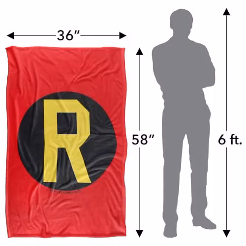 LOGOVISION DC Originals Robin Logo Super Soft Silky Touch Fleece Throw Blanket, Multicolour, W: 91.44 cm x D: 91.44 cm x H: 147 cm – 4