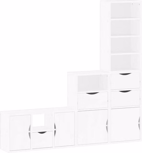 Berkfield Home ODDA 4 Piece White Solid Wood Pine TV Unit with Storage