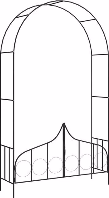 Berkfield Home Garden Arch with Double Gate, Black Metal, W/D/H: 138 x 40 x 238 cm