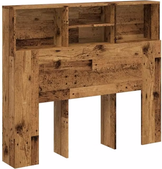 Berkfield Home Headboard Cabinet in Brown Old Wood, W/D/H: 120 x 19 x 103.5 cm