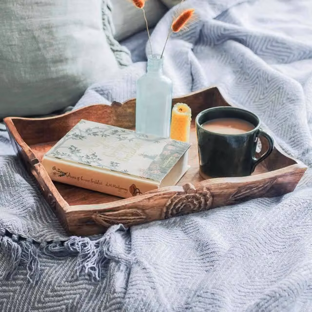 Paper High Natural Mango Wood Rectangular Tea Tray, Brown, W/D/H: 38 x 30 x 6 cm – 1