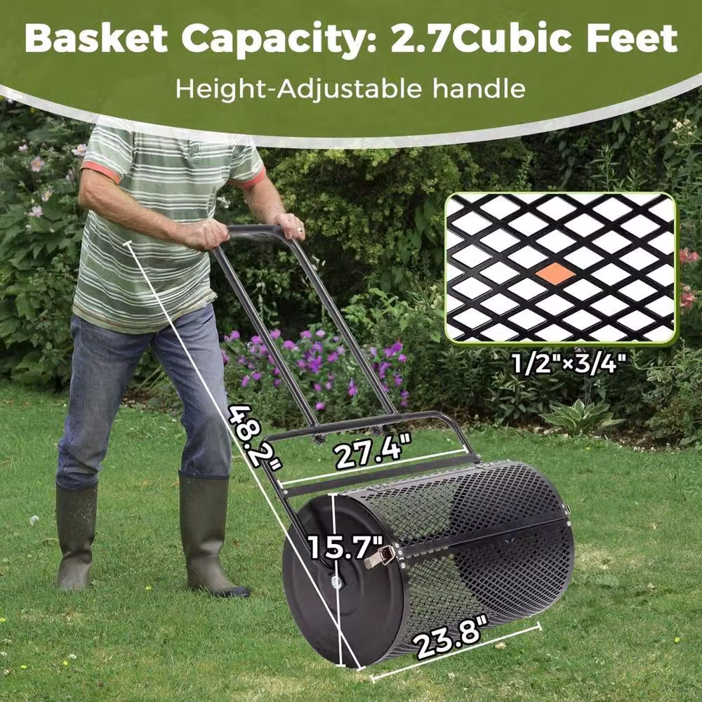 NESTLUNE Garden Compost Roller in Black, 76L Capacity – 4
