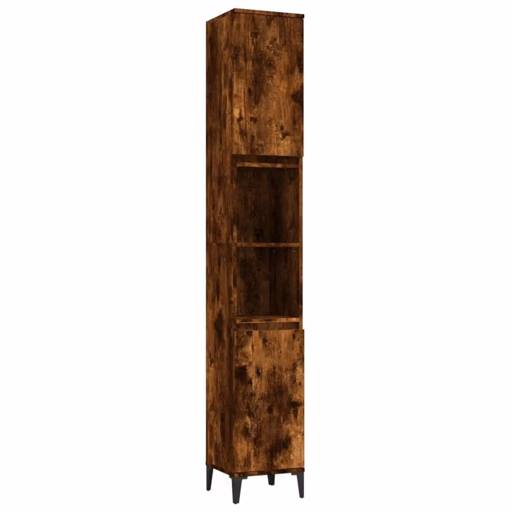 Berkfield Home 3 Piece Modern Bathroom Furniture Set in Smoked Oak Brown – 3