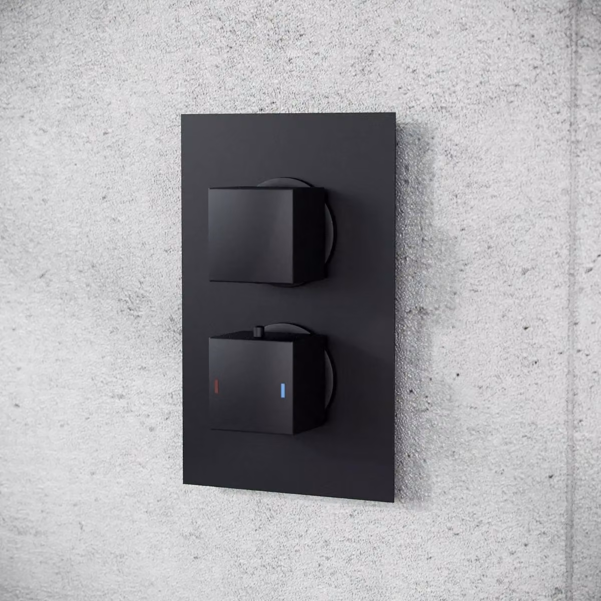 Nes Home Matte Black 2 Dial 2 Outlet Square Concealed Thermostatic Mixer Valve with Shower Head and Handset – 2