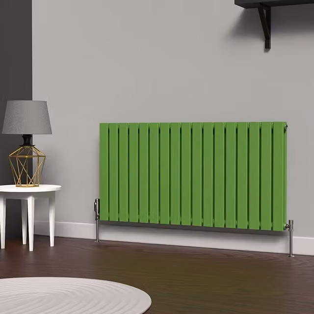 Lux Heat Flat Horizontal Double Steel Radiator in Green, W: 119 cm, H: 60 cm