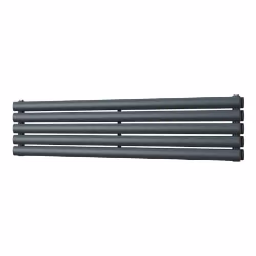 UK Radiators Omeara Axis Anthracite Elliptical Tube Horizontal Designer Double Panel Radiator, W: 120 cm, H: 29 cm, D: 2.9 cm – 2