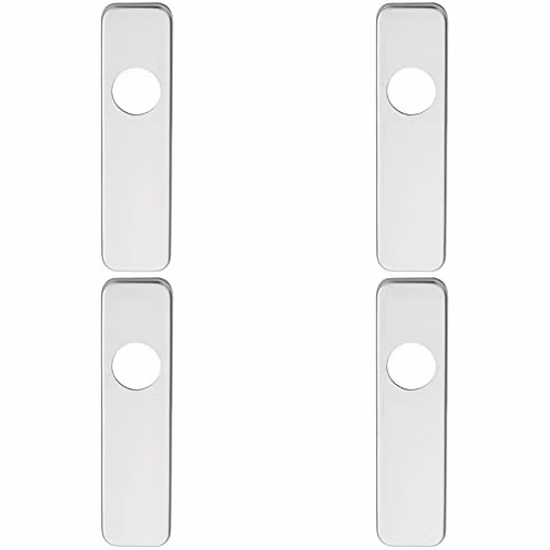 Loops 4 Pack Pair Door Handle Latch Plates for Safety Levers in Brushed Silver Aluminium, W: 154 mm, H: 40 mm