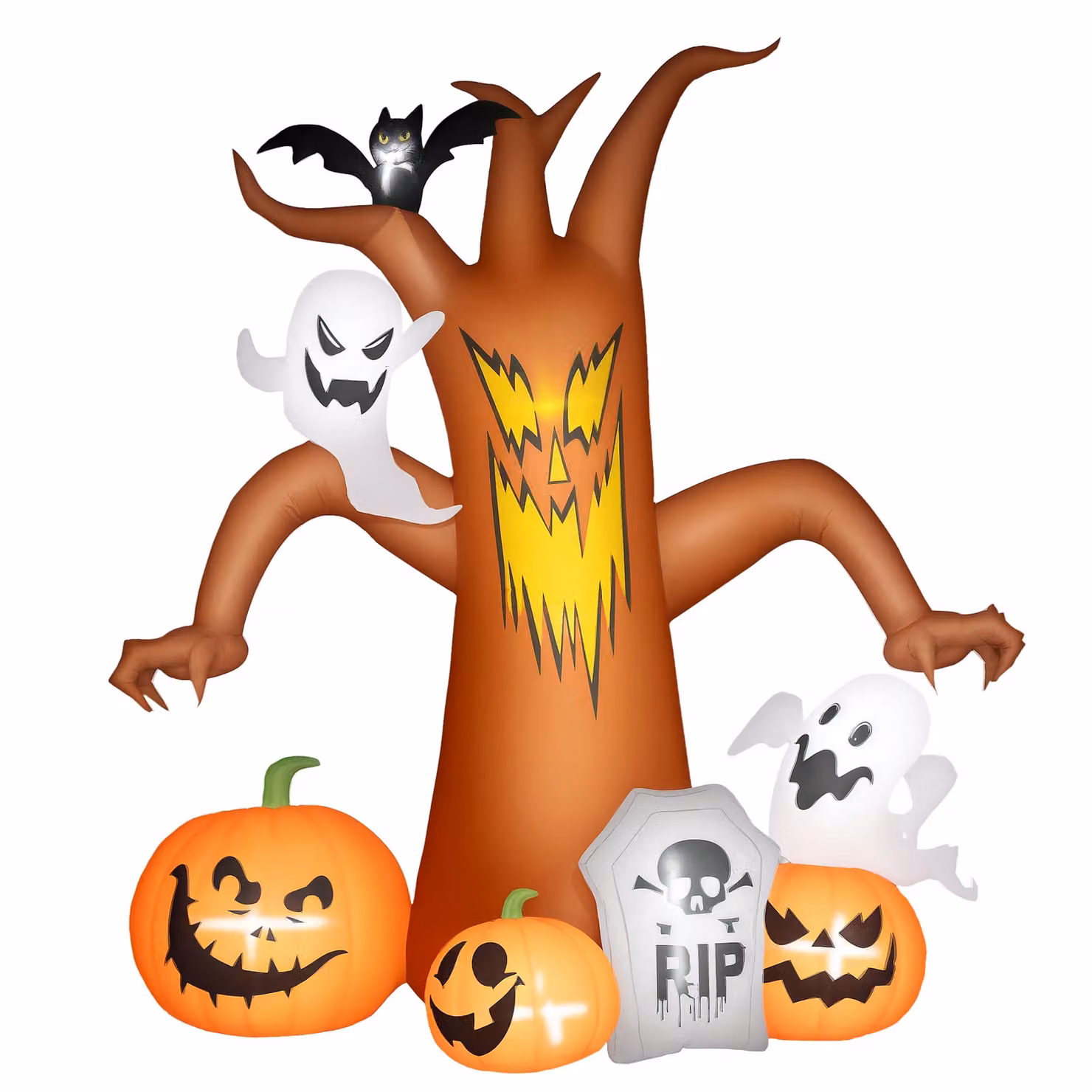 OUTSUNNY 7.9ft Inflatable Halloween Ghost Tree with Pumpkins, Ghosts and Tombstones in Orange – 2