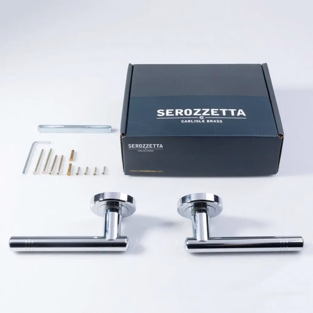 Loops 2x Pair Round T Bar Handles with Ringed Design and Concealed Fix in Polished Chrome – 2