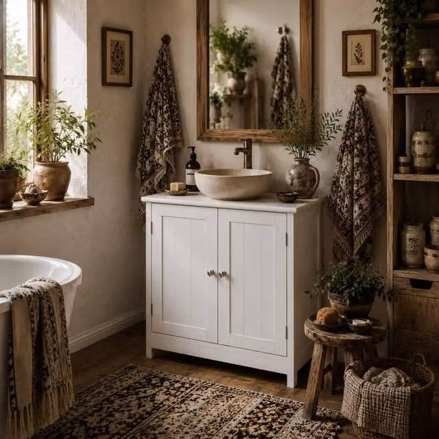 Wyld Haus Fabka White Under Sink Bathroom Vanity Cupboard with Double Hinged Doors and Adjustable Internal Shelves, W/D/H: 60 x 30 x 90 cm – 1