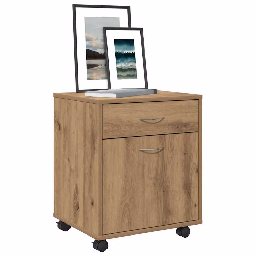 Berkfield Home Artisan Oak Rolling Cabinet in Brown, W: 45 cm, D: 38 cm, H: 54 cm – 2