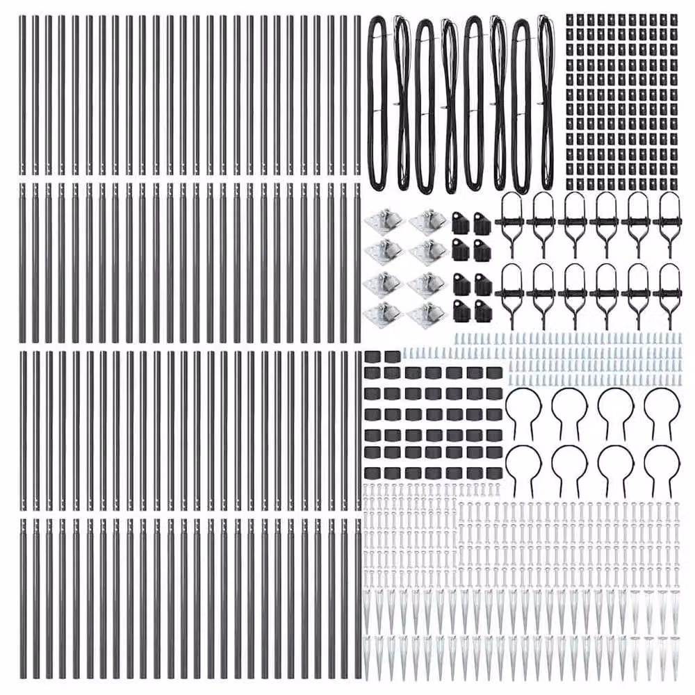 Berkfield Home 52 Pack Grey Galvanised Steel Round Fence Posts with Spike, Height: 170 cm, Diameter: 32 mm – 4