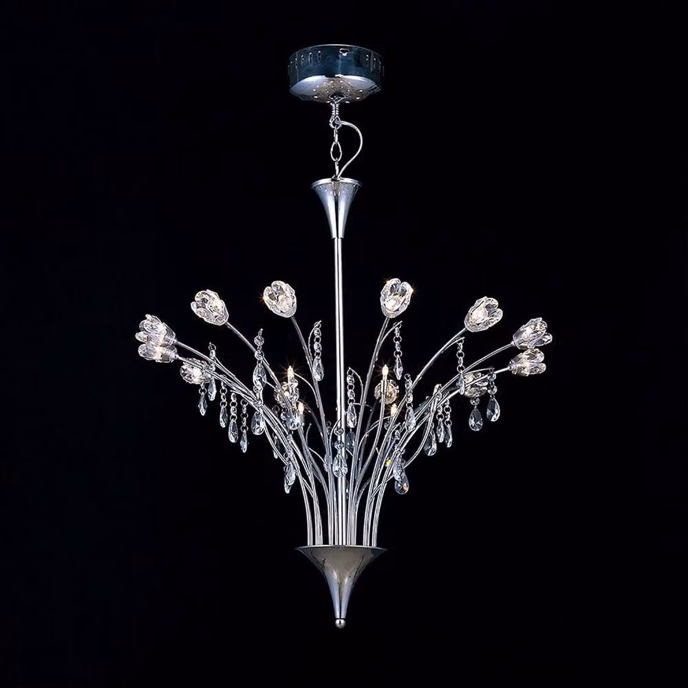 Netlighting Bouquet 18-Light Crystal Pendant Light in Grey and Chrome – 2