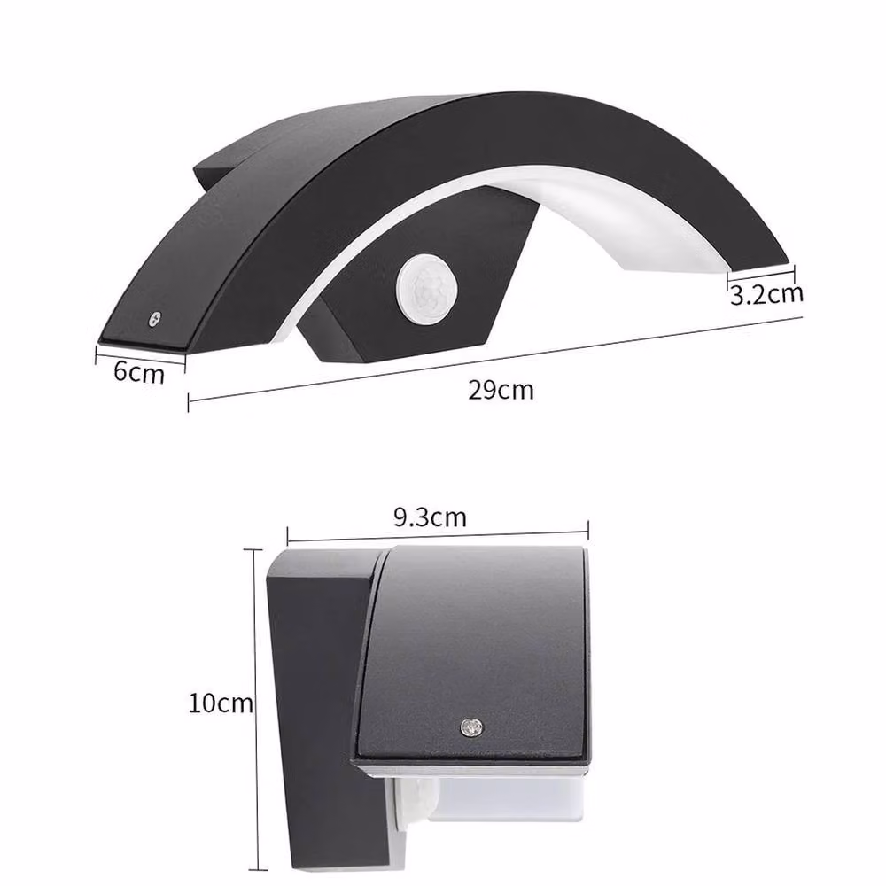SPETLEK Arched LED Wall Mounted Garden Lamp with PIR Motion Sensor in Black – 2