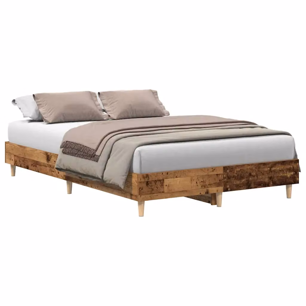 Berkfield Home Double Bed Frame in Brown Old Wood, W: 135 cm, L: 190 cm – 2