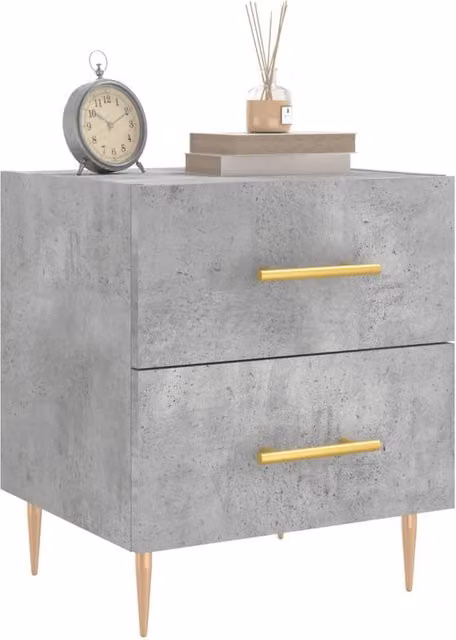 Berkfield Home Modern Bedside Cabinets, 2 Piece Set, Concrete Grey, W: 40 cm, D: 35 cm, H: 47.5 cm – 1