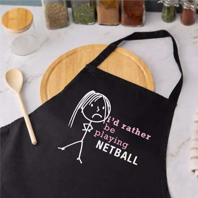 60 Second Makeover Women's I'd Rather Be Playing Netball Apron in Black