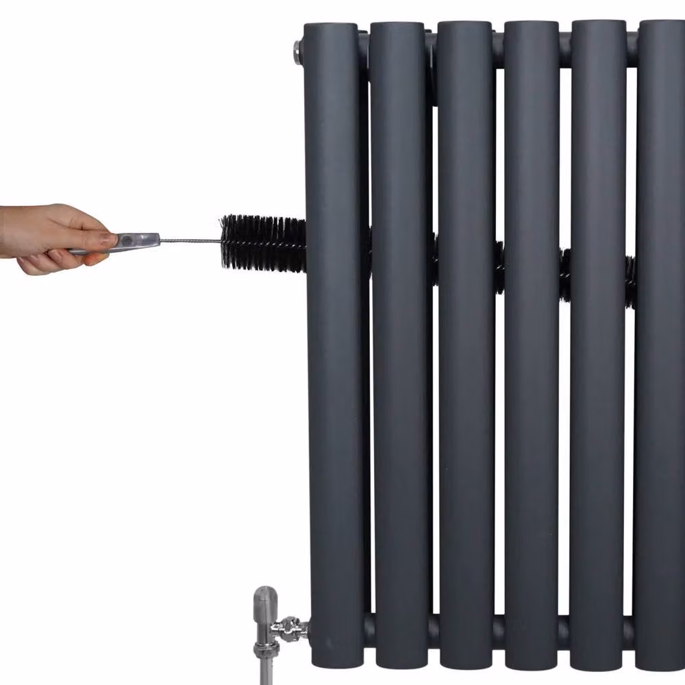 Monstershop Oval Column Radiator with Valves and Thermostat Head in Anthracite Grey, H 120 cm x W 60 cm – 5