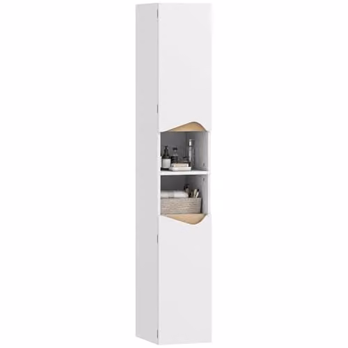 HOMCOM Modern Slim Tall Bathroom Cabinet in White, W/D/H: 30 x 30 x 181 cm – 1