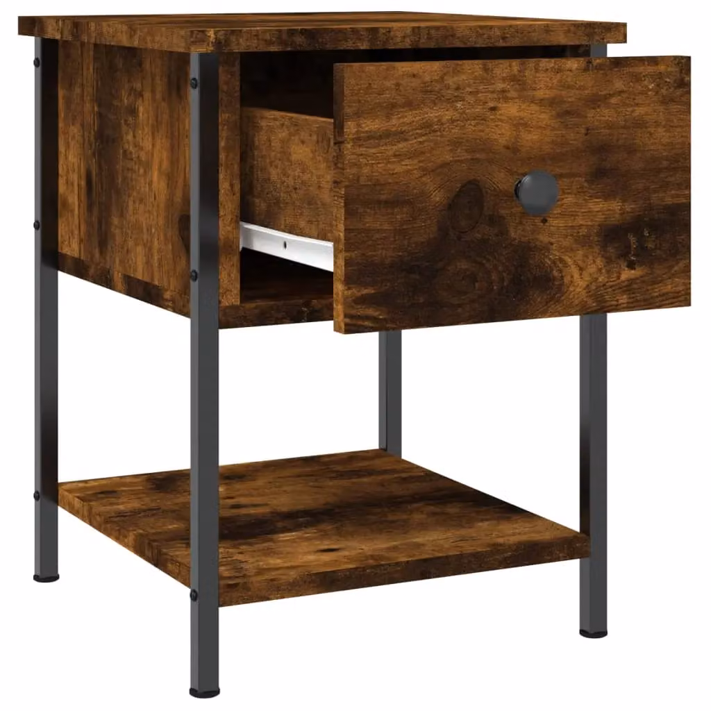 Berkfield Home Smoked Oak Bedside Table in Brown, W/D/H: 34 x 35.5 x 45 cm – 4