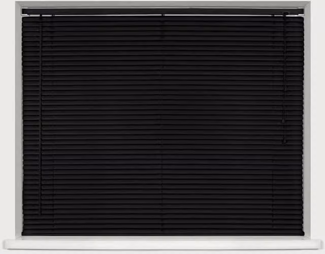 Caecus Black Plastic Venetian Blind, W: 135 cm, H: 210 cm, 25 mm