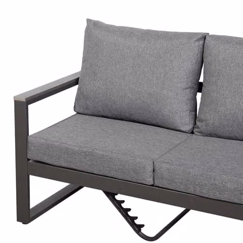 Furnishings For Less UK Modern L-Shaped Right Hand Facing Outdoor Garden Furniture Set in Grey with Powder Coated Aluminium Frame and Upholstered Cushions including Coffee Table – 4