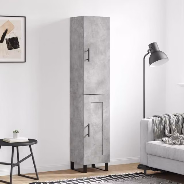 Berkfield Home Industrial Highboard in Concrete Grey, W/D/H: 34.5 x 34 x 180 cm – 1