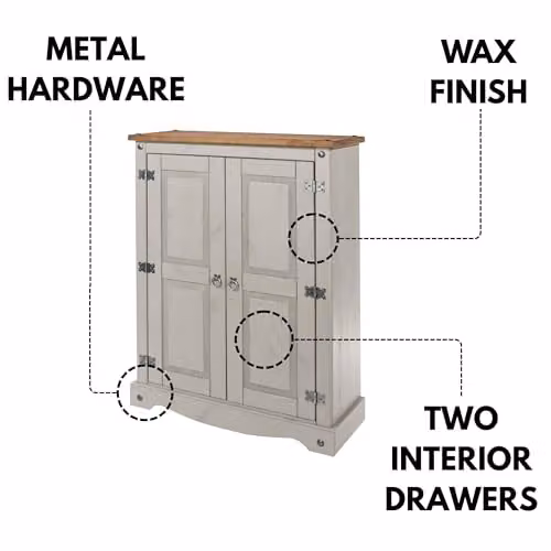 Core Products Corona Two Door Grey Waxed Pine Storage Cupboard – 2